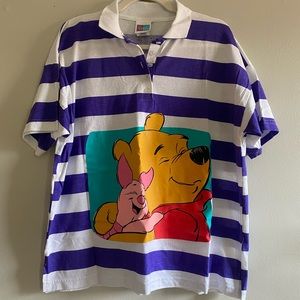 Vintage Disney Pooh collard striped shirt